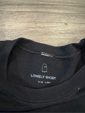 LONELY GHOST Black Crewneck Sweatshirt with Ghost Logo